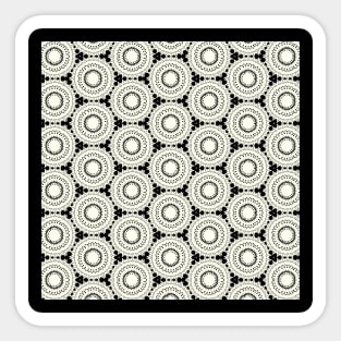 Black Cream Floral Geo Pattern Sticker